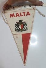 VALLETTA, MALTA 🇲🇹 VINTAGE CLOTH FLAG PENNANT (RARE) picture