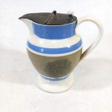 Antique English Mochaware Syrup Pitcher picture