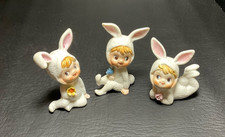 3x MCM Lefton Bisque Anthropomorphic Bunny Like Girl Figurines Japan Kitsch 2