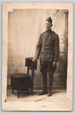 WWI French Soldier Studio Portrait RPPC Carte Postale Real Photo Postcard picture