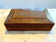 Vintage c1950s Sedef Mother of Pearl Wood Inlay Box Ottoman Damascus Mosaic 476g picture