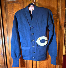 VTG 50’s Wigwam 100% Heavy Wool Letterman Award Cardigan Blue 