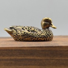 BG14 Brass Tone Miniature Mallard Duck Figurine Small Bird Animal Gold 1.5