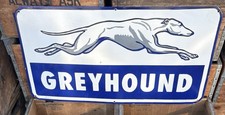 Vtg GREYHOUND PORCELAIN SIGN 1959 LA BUS LINE TRANSIT Advertising 31X16