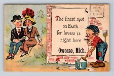 Owosso MI-Michigan, Finest Spot On Earth For Lovers, Vintage c1913 Postcard picture