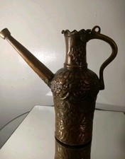 Antique - Mid Century Copper - Bronze Water Jug Pitcher - Ewer 12