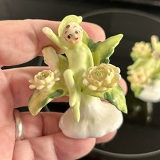 Napcoware Bone China Flower Fairy Figurine Green Vintage October Flower of Month picture