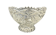 Vtg Lausitzer 24% Lead Crystal Pedestal Bowl Pinwheel Star Of David Hobstar 6
