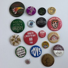 Lot Of 18 Vintage Pinback Buttons 1980s 70s Pins picture