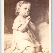 c1870s Nice Illustrated Baby Girl Praying Artistic Religious CdV Photo Card H27 picture