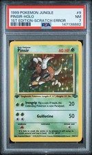 1999 Pokemon Jungle Pinsir Holo 1st Edition Scratch Error PSA 7 #9 WOTC picture