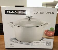 Tramontina Enameled Cast Iron 7-Quart Covered Round Dutch Oven White/Ivory NIB picture
