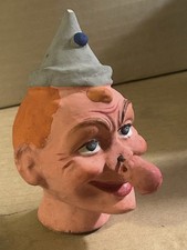 🔥ANTIQUE HALLOWEEN JESTER  Spring Nose CANDY CONTAINER COMPOSITION HEAD RARE 🔥 picture