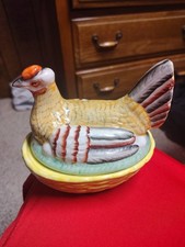 Vintage Antique English Staffordshire Hen Chicken on Nest Ceramic Covered Tureen picture