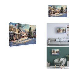 Imagine It Images Christmas Town Square Wrapped Canvas Wall Art 12x19 picture