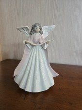 Lladro Angel Singer Tree Topper 5831 Figurine White Pink Vintage picture