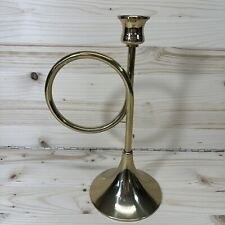 Vintage Solid Brass Candle Stick Holder French Horn 10