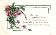 Vintage Postcard 1921 I Wish You at Best of Luck All Happiness To You Greetings picture