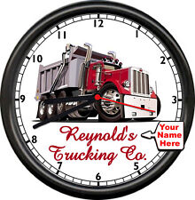 Your Name Red Dump Truck Heavy Equipment Sanitation Driver Gift Sign Wall Clock picture