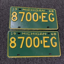 1968 Michigan Truck Pair License Plate Tag 8700 EG picture