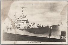 Postcard 1923 RPPC Ship USS Philadelphia Naval Vessel Ocean View          picture