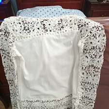 White Crochet Floral Lace & Cotton Rectangular Table Runner for Adult Decor picture