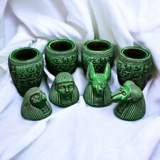 Set Of Four Ancient Egyptian Canopic Jars Authentic Organ Carvings Egyptian BC picture