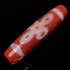 Rare Tibetan Agate Lightning 5 Eyes Totem Dzi Bead Amulet Necklace Pendant G847 picture