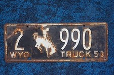 1953 Wyoming Truck License Plate picture