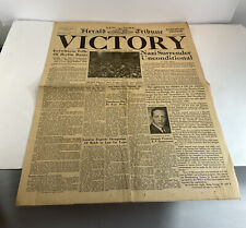 ORIGINAL NEW YORK HERALD TRIBUNE Paris European Edition VICTORY 8 MAY 1945 4 Pg picture