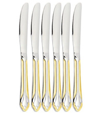 STPGOODS Luxury Stainless Steel Dinner Knife Set Gold Polished Brushed 6pc picture