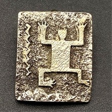 Vintage Herman Vandever Petroglyph Native Sandcast Silver Pendant picture