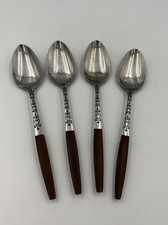 Interpur INR2 Canoe Muffin Lot of (4) Tea Spoons  MCM Faux Wood Stainless Steel picture
