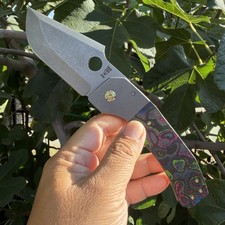 Zermeno Tyr Nitro V 3.5” Blade Psychedelic Fat Carbon Scales Titanium Knife picture