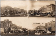 c1908 BLUE EARTH, Minnesota Real Photo RPPC Postcard / Four MAIN STREET Scenes picture