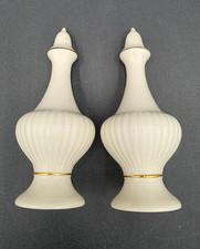 Vintage Lenox Essex Salt and Pepper Shakers Set, Ivory & Gold Trim Ribbed Footed picture