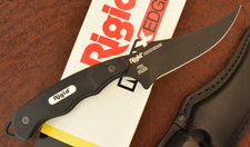VINTAGE RIGID MADE IN USA by SCHRADE BLACK DELRIN SHARPFINGER FIXED BLADE KNIFE picture