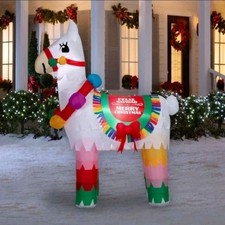 6.5 FT FELIZ NAVIDAD LLAMA PINATA AIRBLOWN LIGHTED YARD INFLATABLE picture