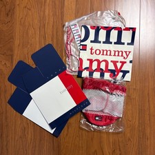 Vintage Tommy Hilfiger Promo Lot Mesh Cinch Bag Clear Pouch Stickers Box picture