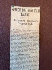 A2r Ephemera 1929 News Item Adolphe Zukor Paramount European Visit picture
