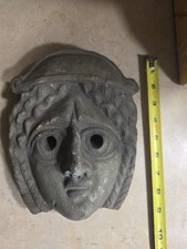 Heavy Vintage Cast Stone Concrete Greek Theater Tragedy Wall Mask Plaque  ​ picture