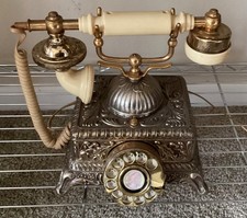 Vintage Rotary Telephone Imperial Phone Gold Ornate - Japan - Tested Works picture