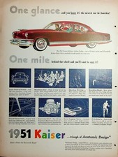 Original 1951 Kaiser AD: DeLuxe 4-door Sedan... one of 6 body style and 12 model picture