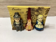 Vtg Gurley Thanksgiving Candles In Original Package Pilgrim Church picture