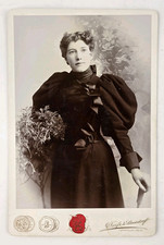 Antique Cabinet Card Photo Beautiful Victorian Woman Fashion Keefe Leadville CO picture