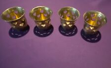 Vintage Brass Votive Candle Holders with Heart Cut-Outs ~ Set of 4 Made In India picture