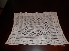 VINTAGE HANDCRAFTED SQUARE END TABLE/ DRESSER TOPPER CROCHET AROUND WHITE 12X16 picture