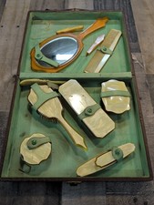 VTG DuPont Pyralin Celluloid Vanity Dresser Set 10 Pc Case Art Deco 1920s picture