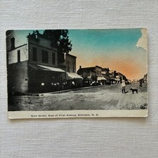1910s Ellendale North Dakota Main Street East 1st Ave Blue Sky PC  Boy Dog picture