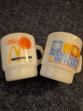 Vintage Fire-King McDonald's Milk Glass Mug Set Good Morning Many Happy Returns picture